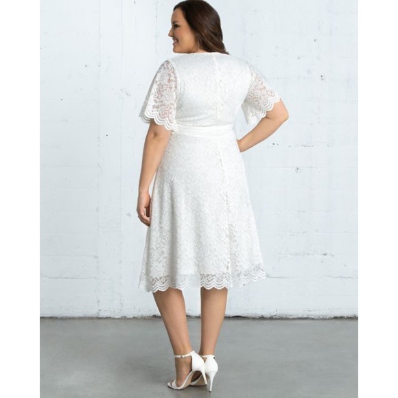 Kiyonna Wedding Dress 2X Bride Graced with Love Style Flutter Sleeve Detach Sash - Picture 11 of 12